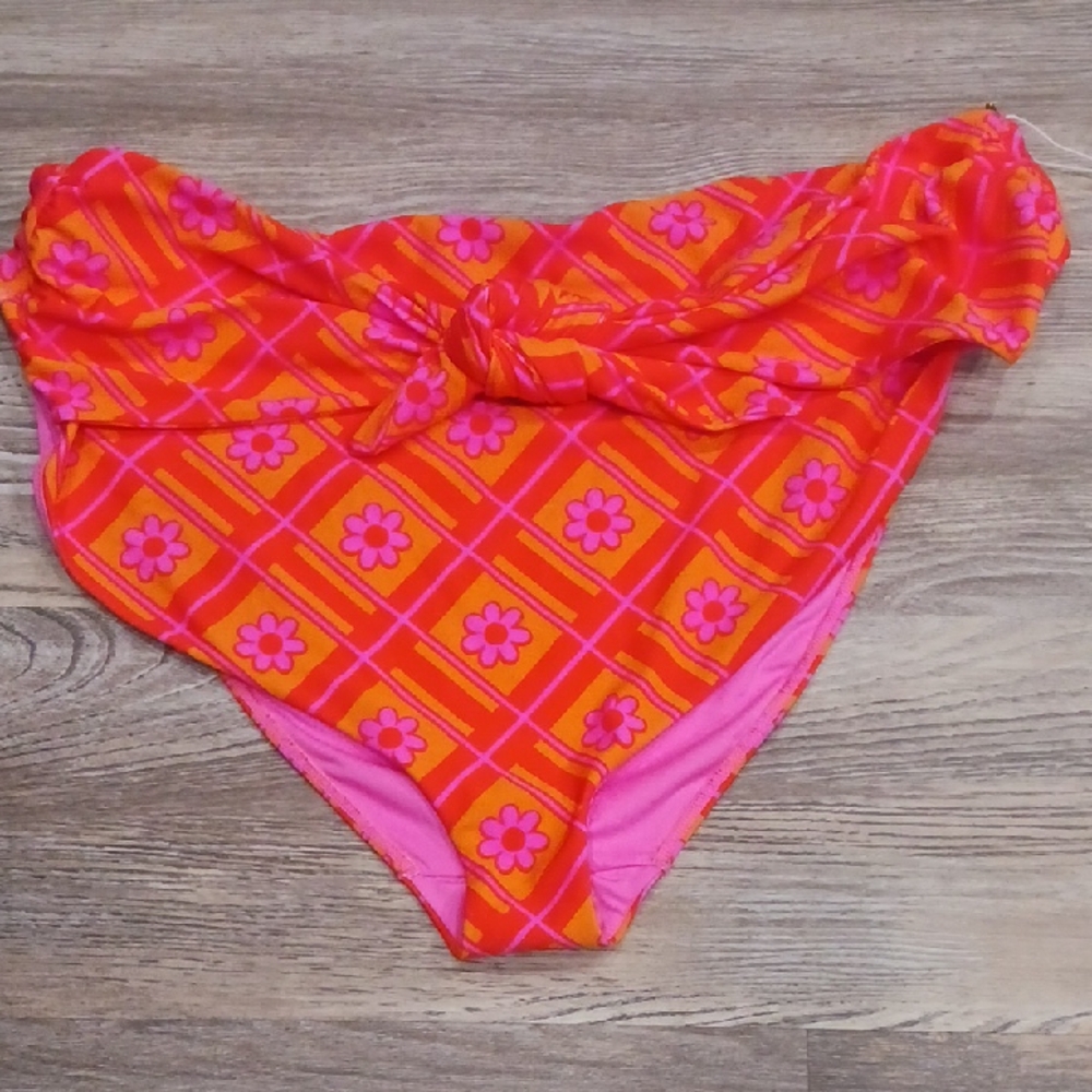 Show Me Your MUMU Floral High-Waisted Bikini Bottom Orange Pink  Floral Size 3X